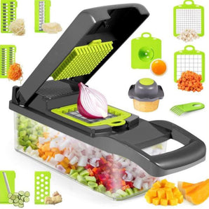 12-in-1 Manual Vegetable Chopper & Slicer | Multifunction Kitchen Gadgets | Onion Cutter & Food Prep Tool