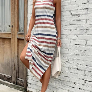 Printed Round Neck Sleeveless Dress