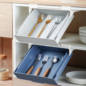 Kitchen Cabinet Divider Shelf Drawer Organizer Utensil Holder Under Desk Hanging Storage Box Fork Spoon Tray Kitchen Storage Box