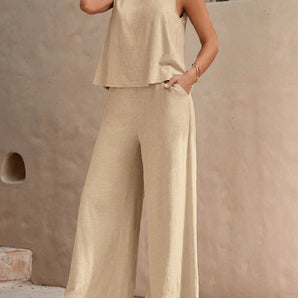 Round Neck Top and Pants Set