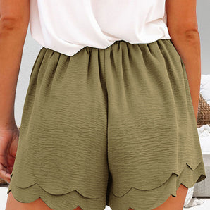 Tied Layered Scalloped Hem Shorts